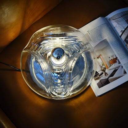 Sleek Table Lamp with Soft Wave Pattern