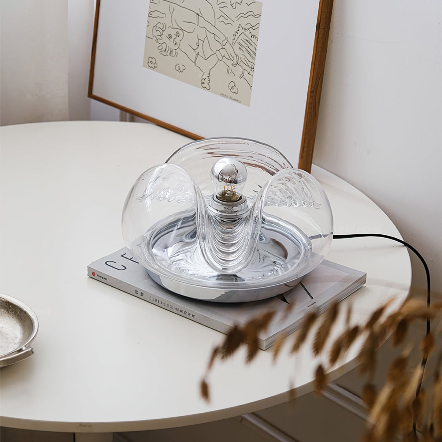 Sleek Table Lamp with Soft Wave Pattern