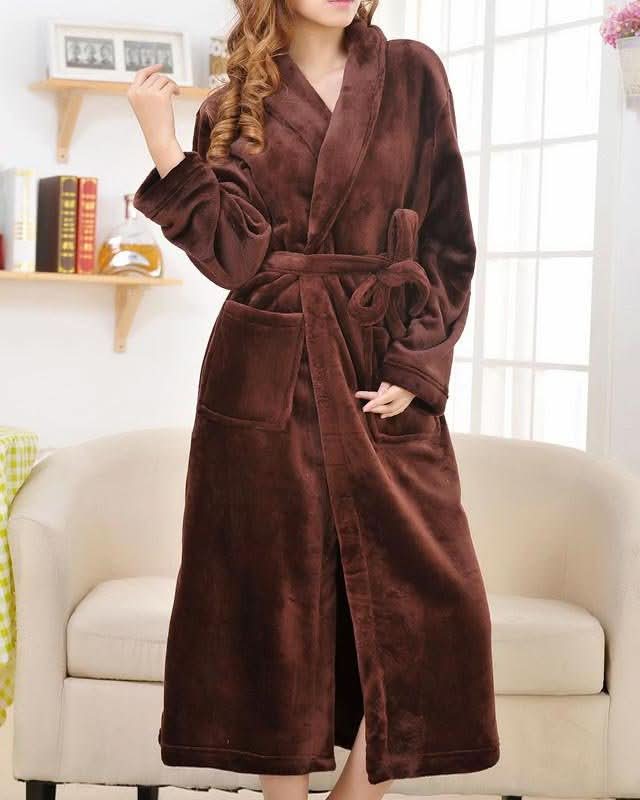 Soft Plush Fleece Bathrobe for Ladies - Fesara