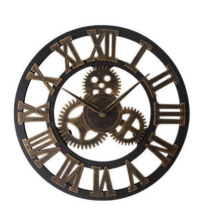 Vintage Metal Wooden Wall Clock - Fesara