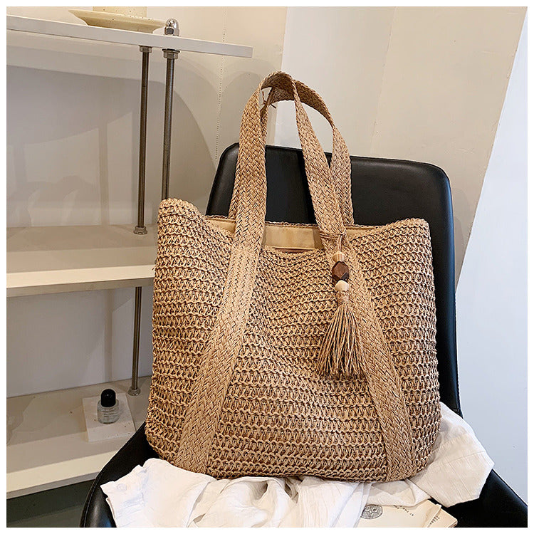 Natural Woven Tote Bag - Fesara