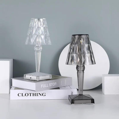 Luxurious Glass Table Lamp with Dimmer and USB Recharge