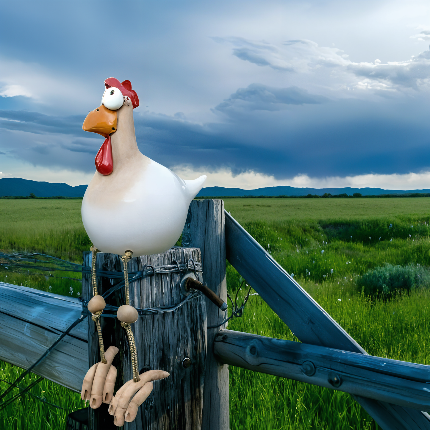 Colorful Large Rooster Garden Statue