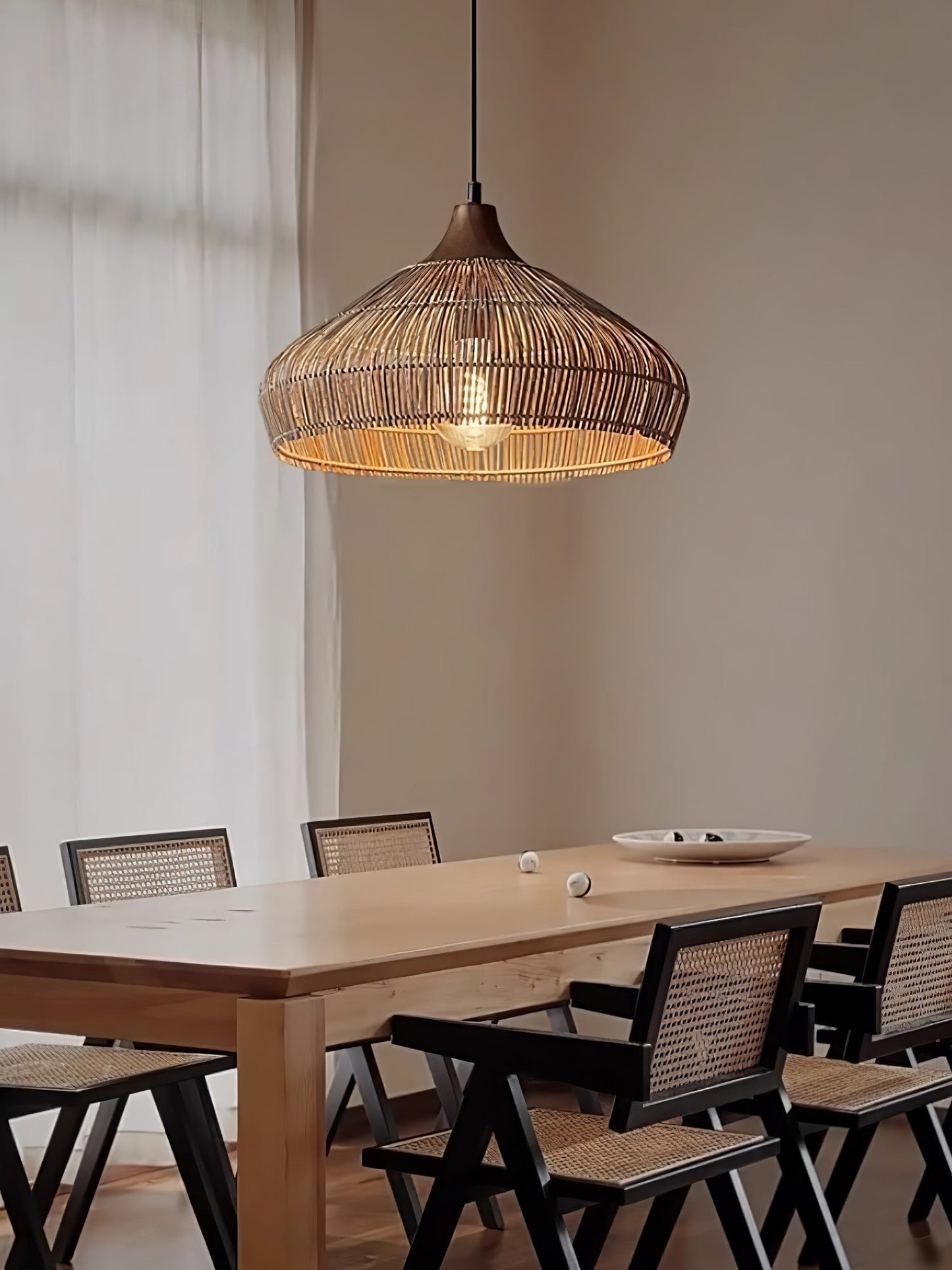 Wicker Rattan Hanging Lamp 7