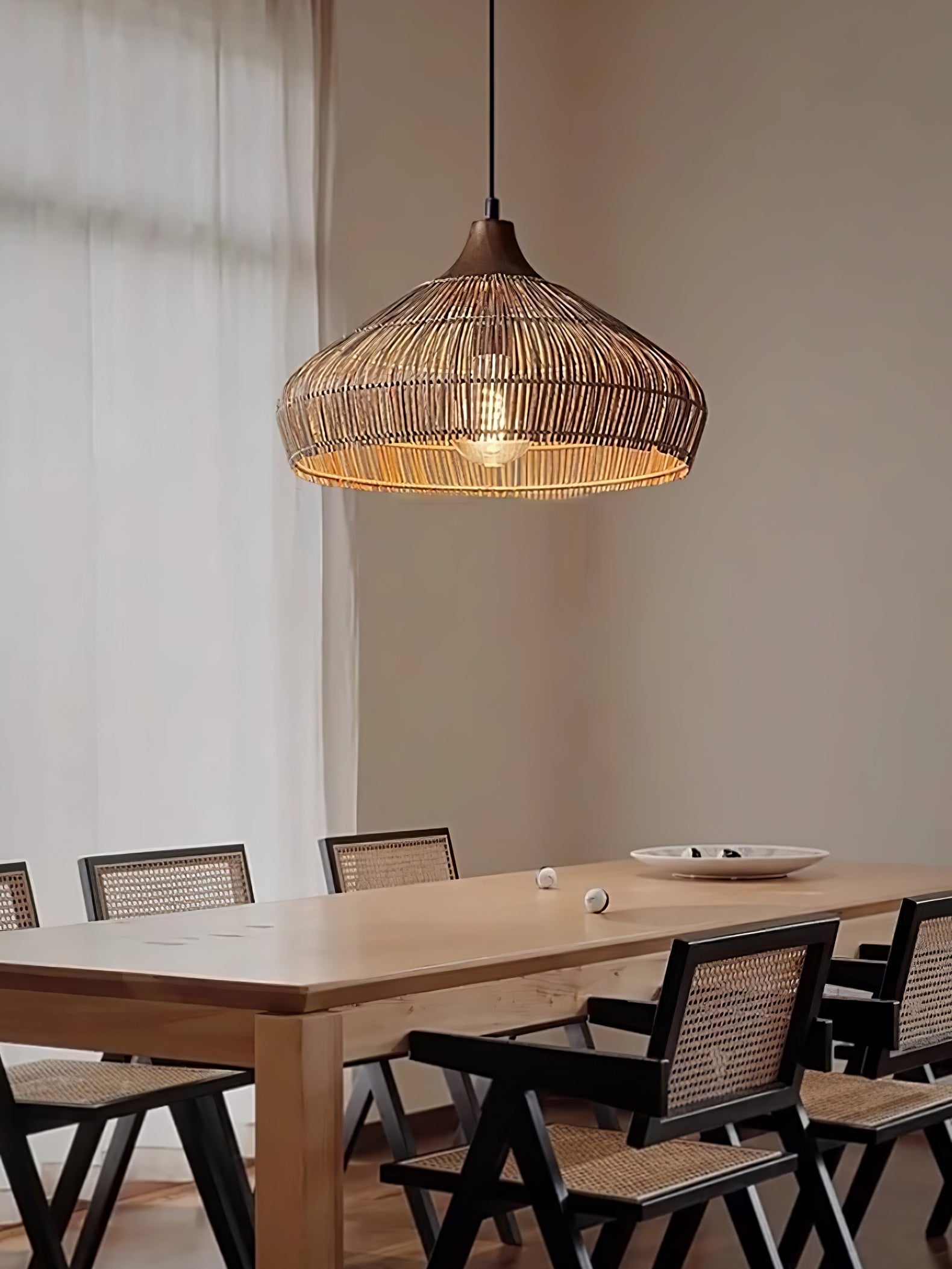 Wicker Rattan Hanging Lamp 8