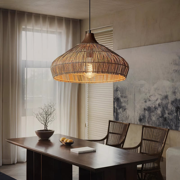 Natural Fiber Rattan Hanging Light