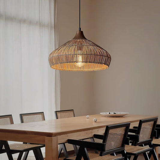 Natural Fiber Rattan Hanging Light - Fesara