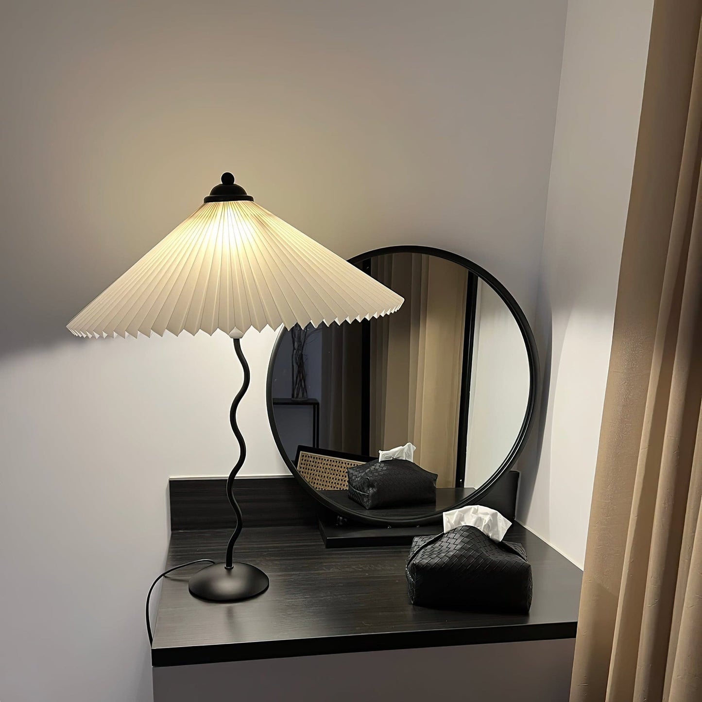 Stylish Table Lamp with Soft Folded Shade