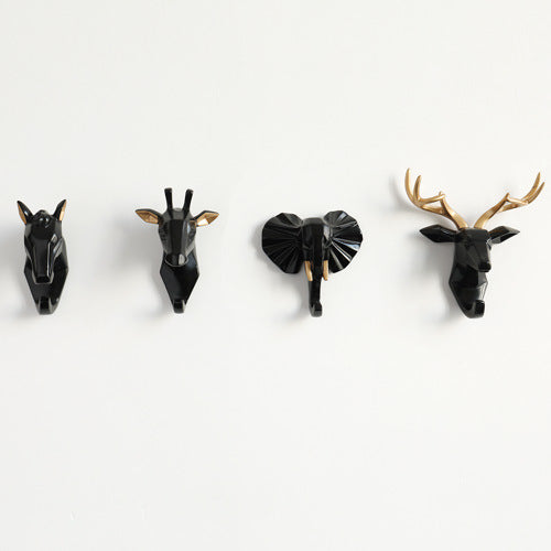 Rustic Wooden Animal Shaped Wall Hooks - Fesara