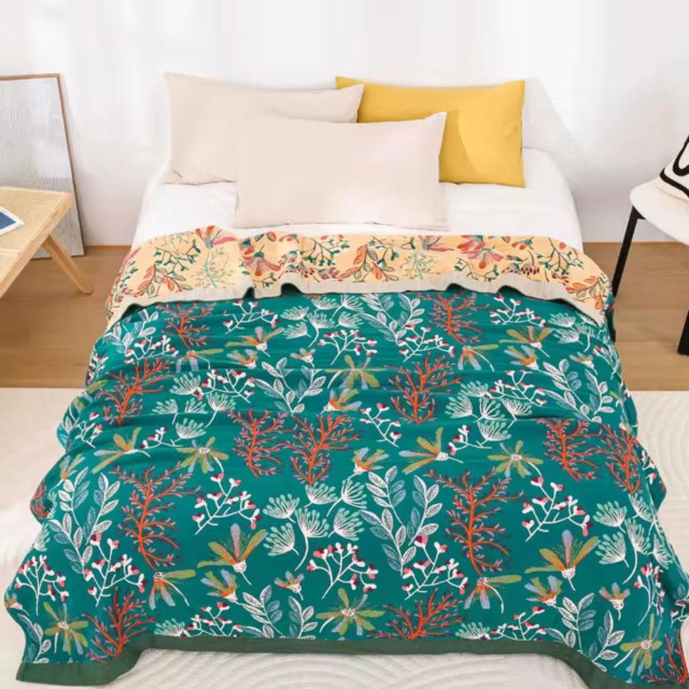 Cozy Plush Blanket Soft Four Layer All Season Throw