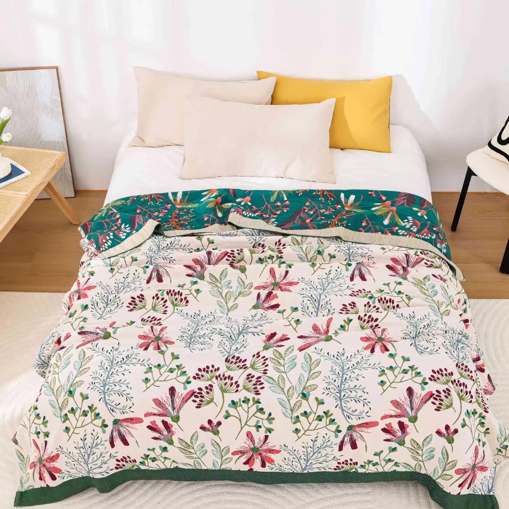 Cozy Plush Blanket Soft Four Layer All Season Throw