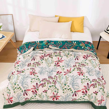 Cozy Plush Blanket Soft Four Layer All Season Throw