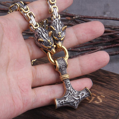 WolfSpirit | Rugged Durable Stainless Steel Double Wolf Head Necklace 7