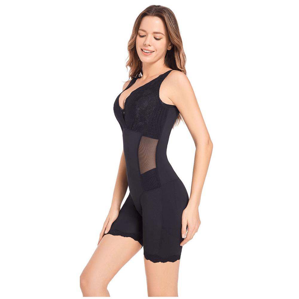 Elegant Women's V Neck Lace Shapewear Bodysuit for Postpartum Support-5