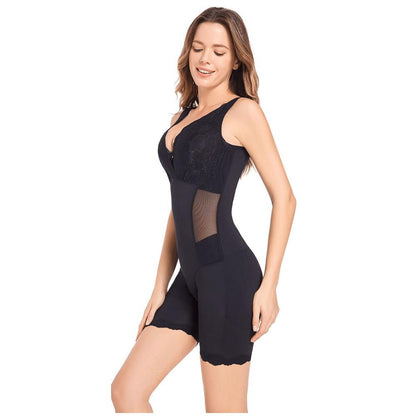 Elegant Women's V Neck Lace Shapewear Bodysuit for Postpartum Support-5