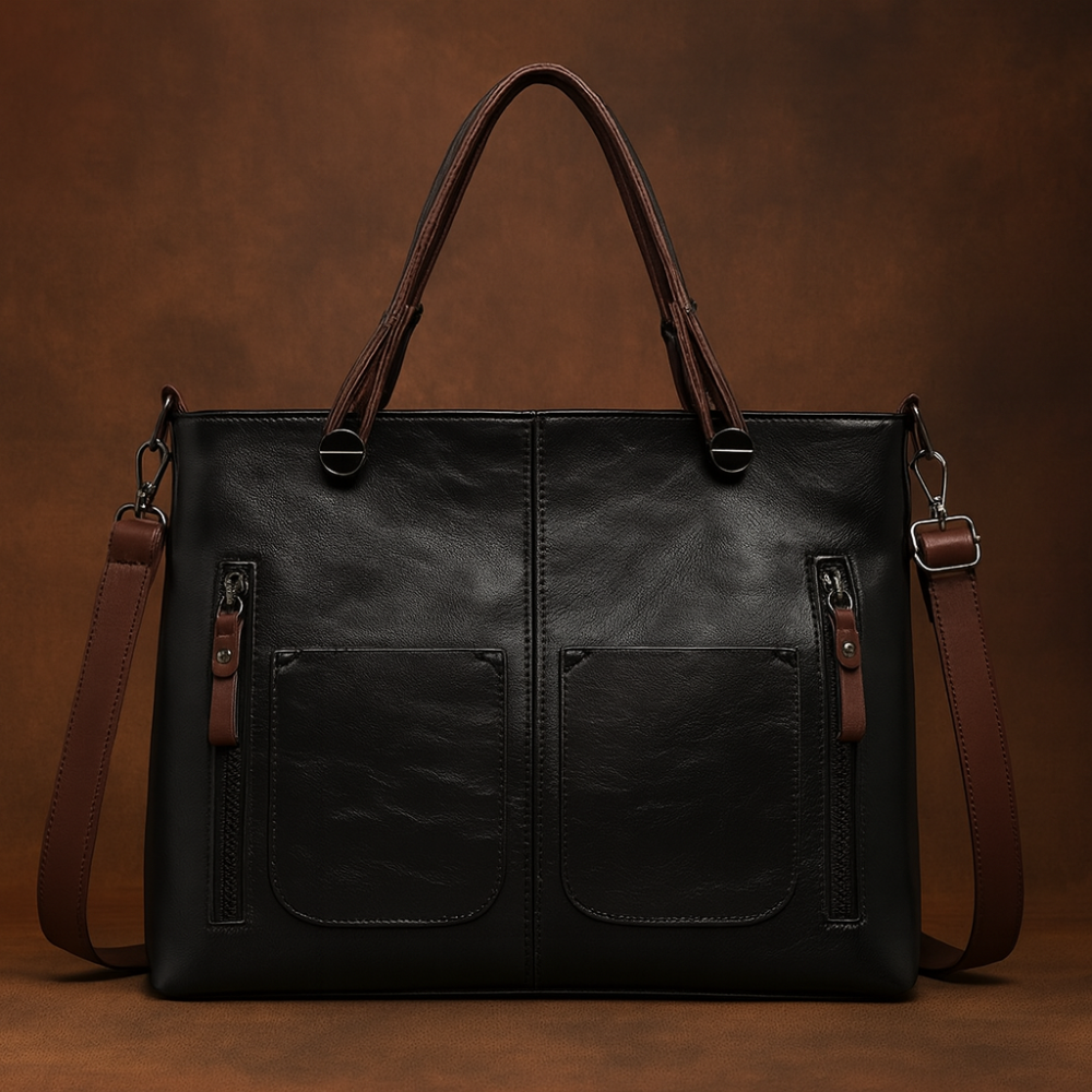 Luxury Leather Tote Bag for Women Multiple Pockets