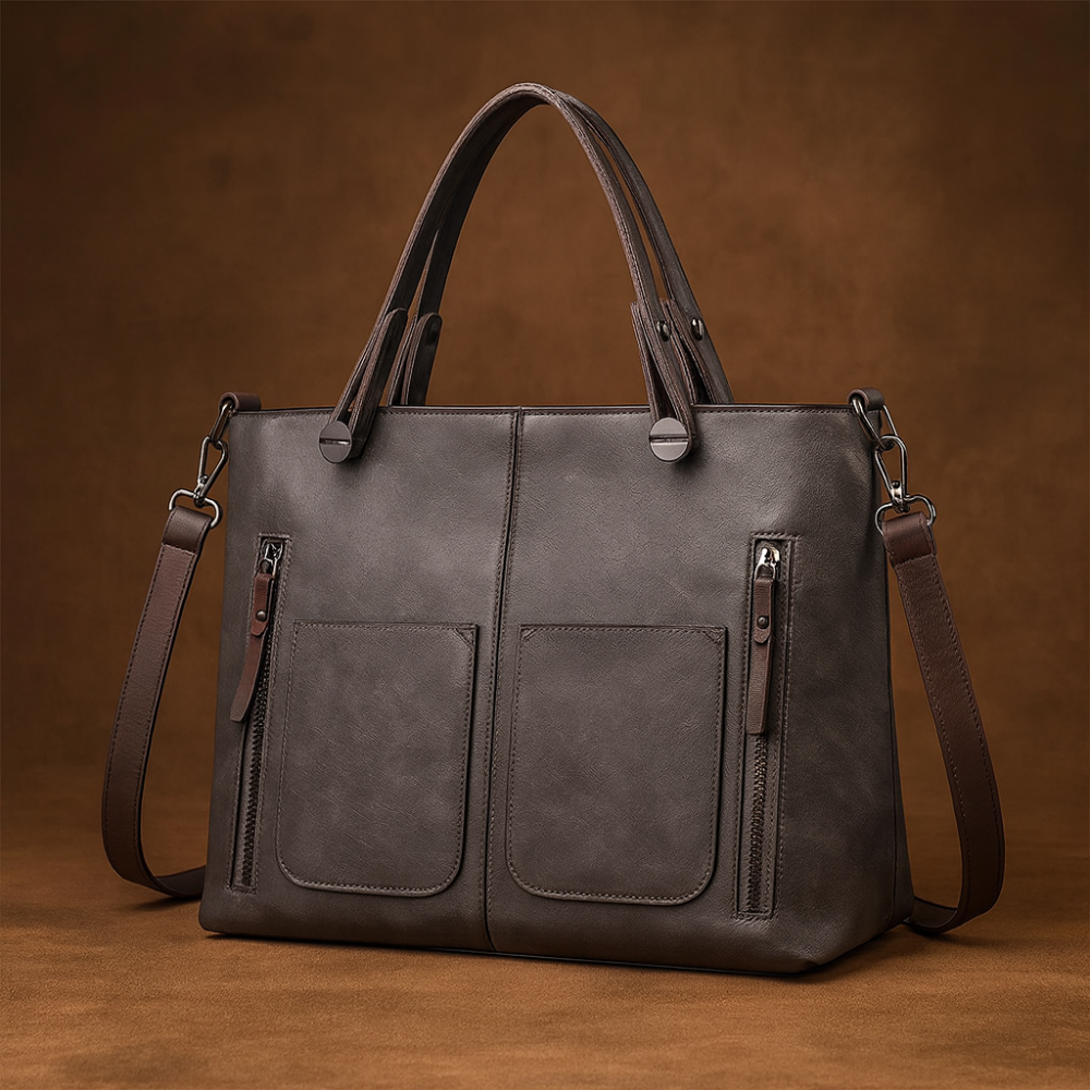 Luxury Leather Tote Bag for Women Multiple Pockets