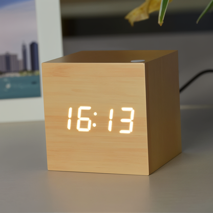 Stylish Wooden Digital LED Alarm Clock