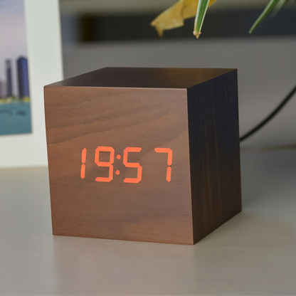 Stylish Wooden Digital LED Alarm Clock - Fesara