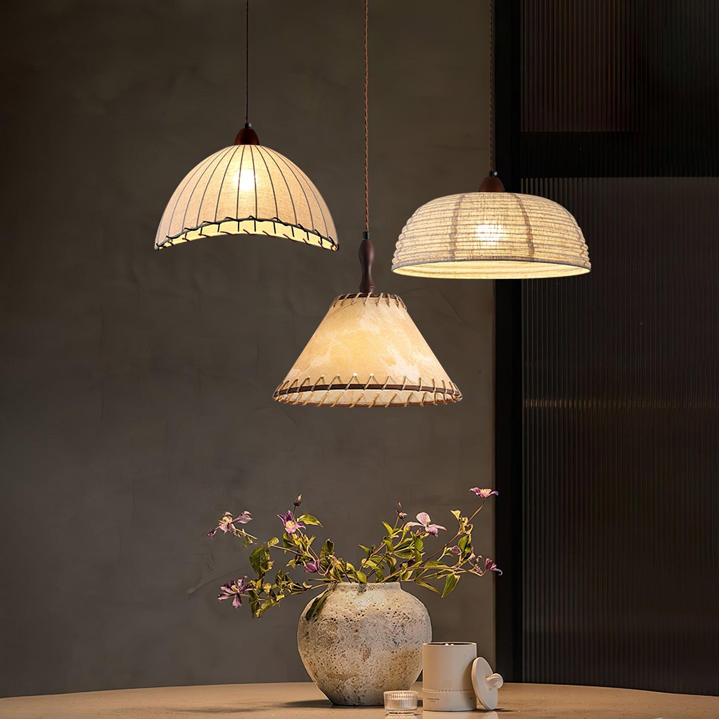 Rustic Wooden Pendant Lamp - Fesara