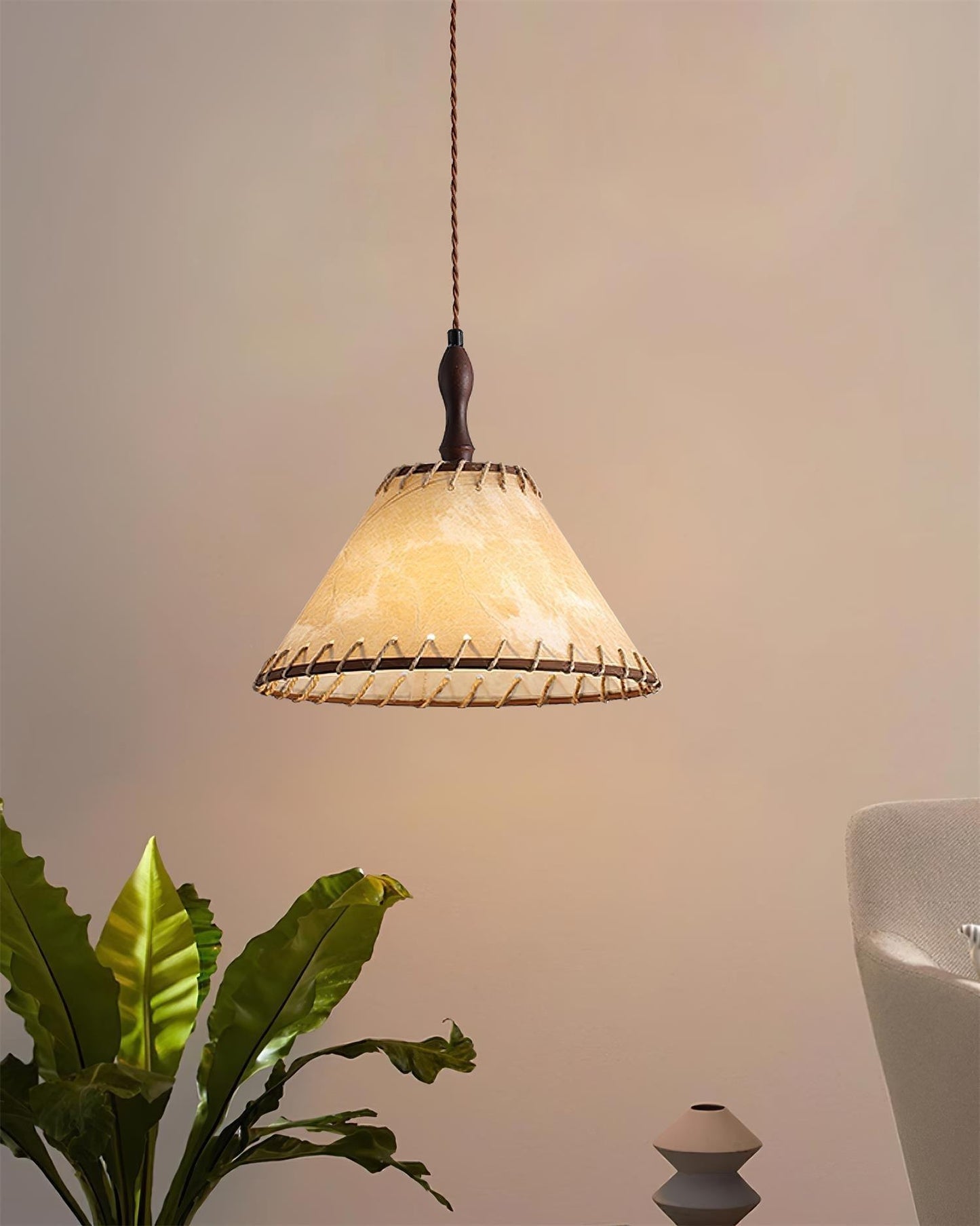 Rustic Wooden Pendant Lamp