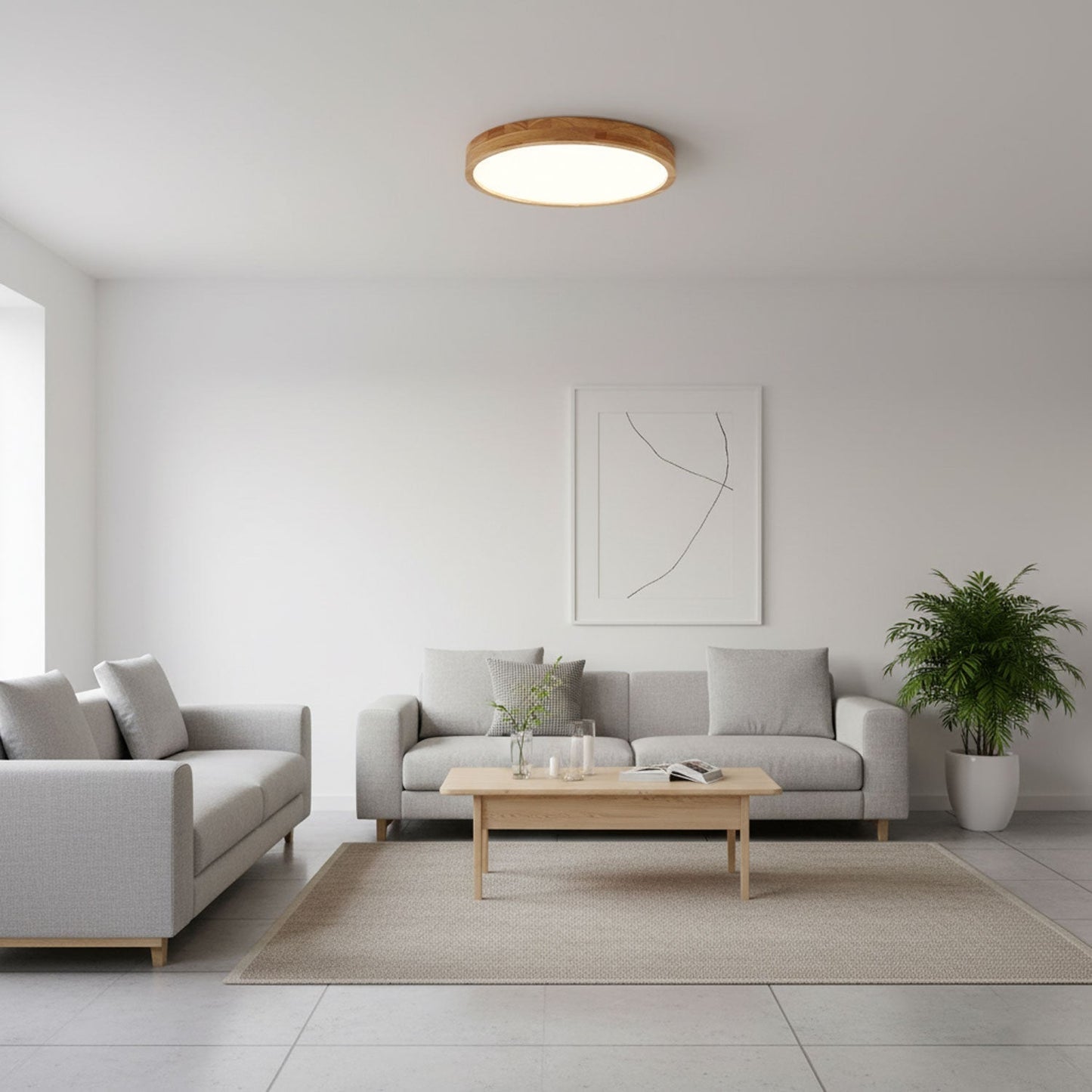 Simple Round Wood LED Ceiling Light Fixtures