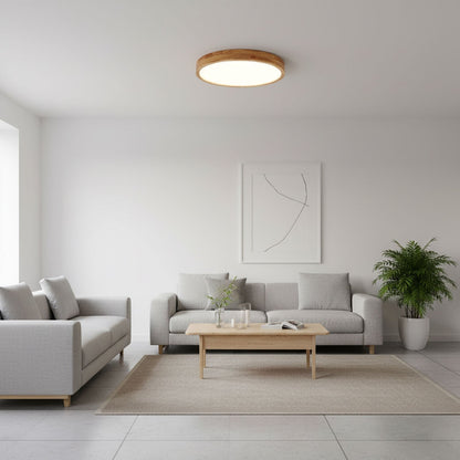 Simple Round Wood LED Ceiling Light Fixtures