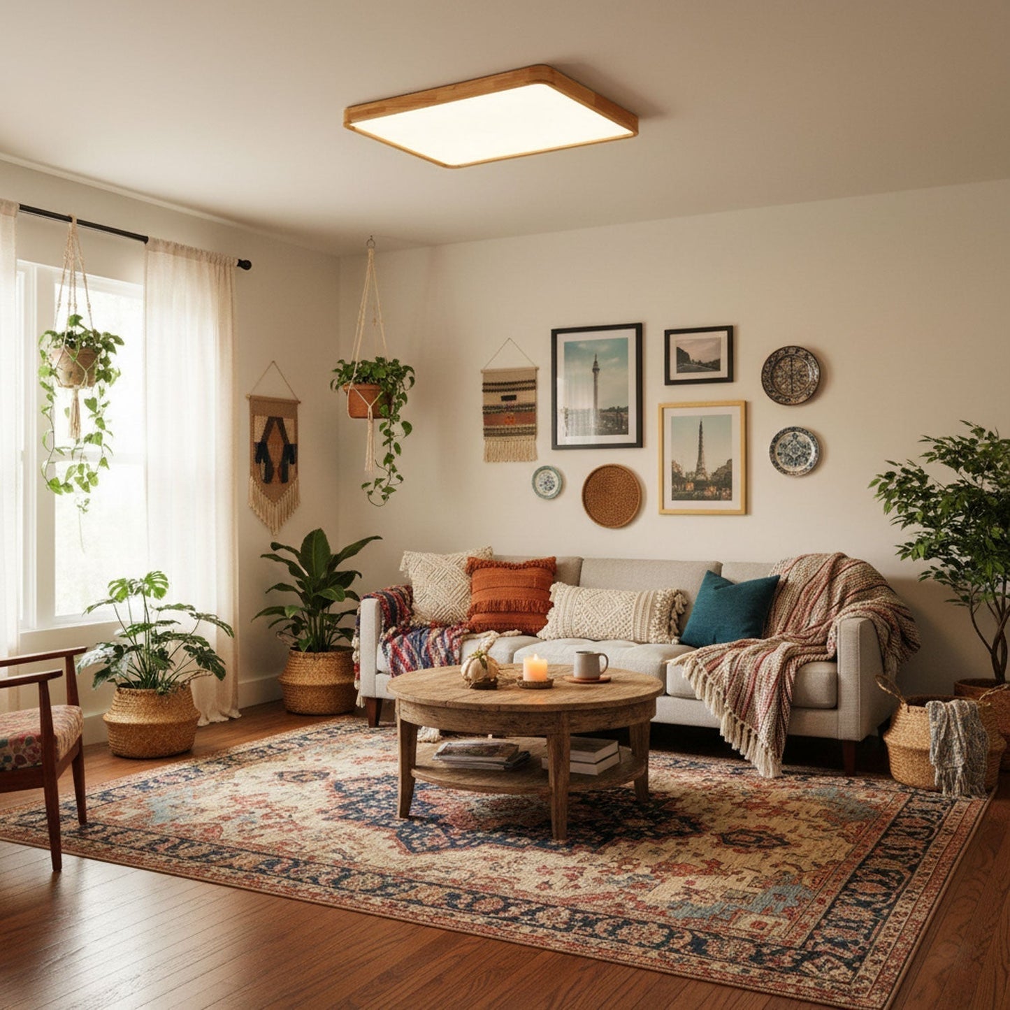 Simple Round Wood LED Ceiling Light Fixtures