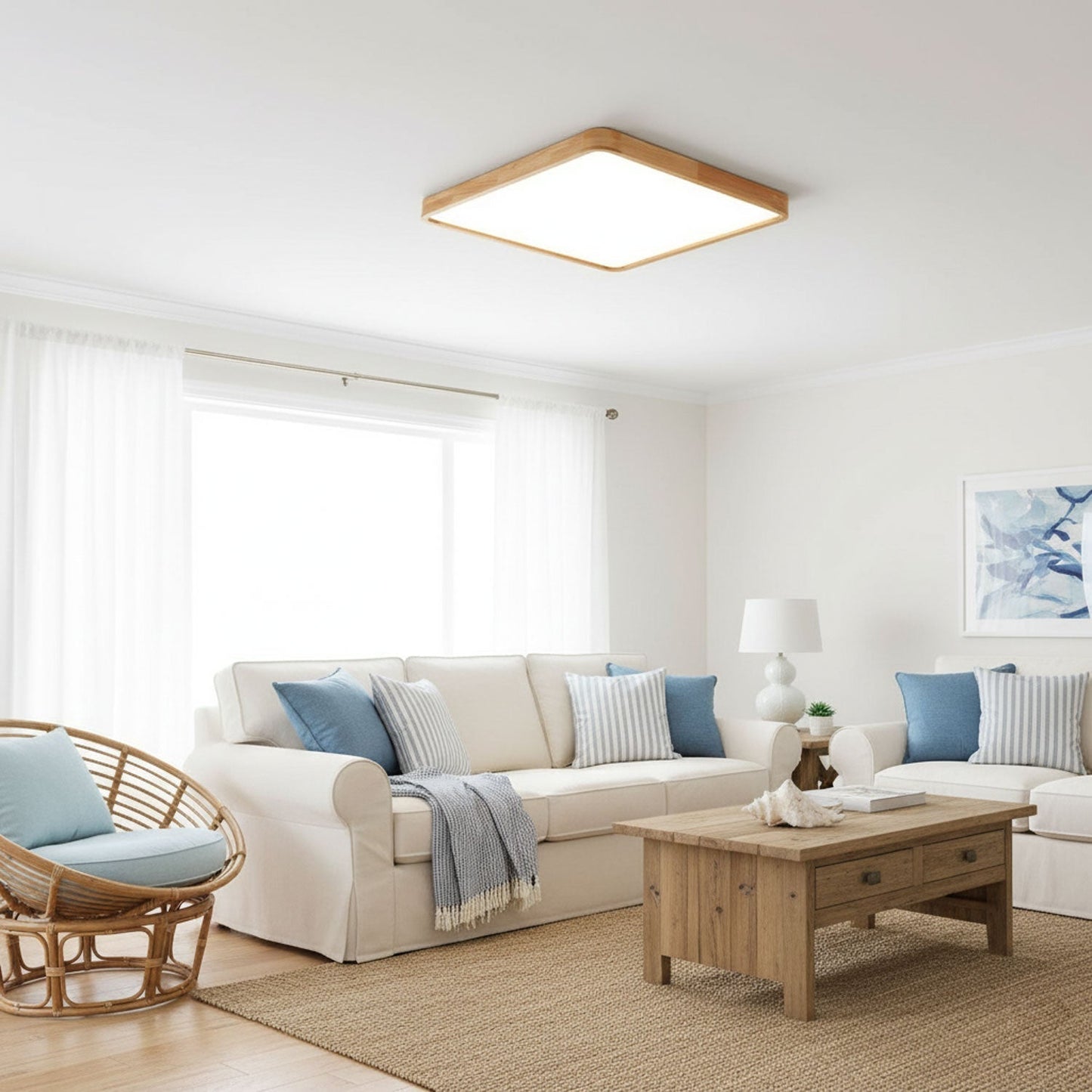 Simple Round Wood LED Ceiling Light Fixtures