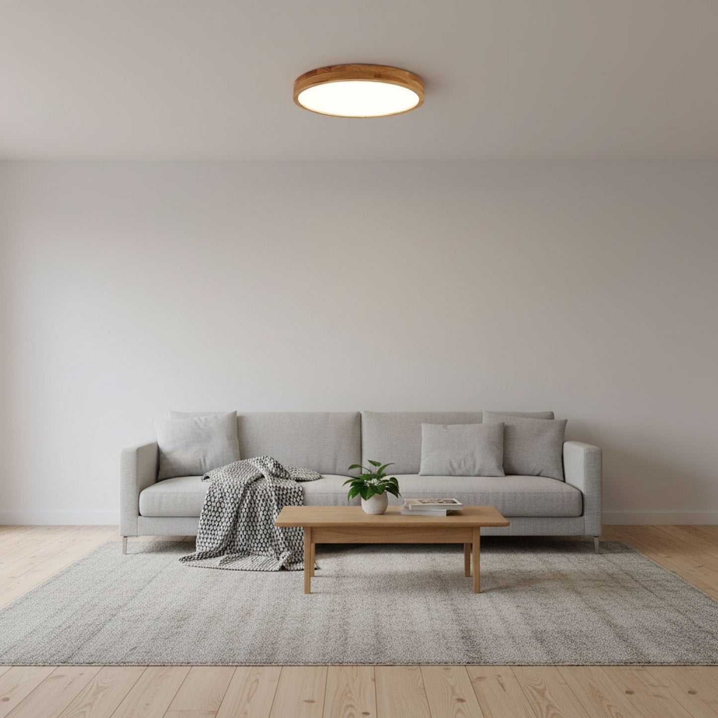 Simple Round Wood LED Ceiling Light Fixtures