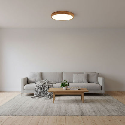 Simple Round Wood LED Ceiling Light Fixtures