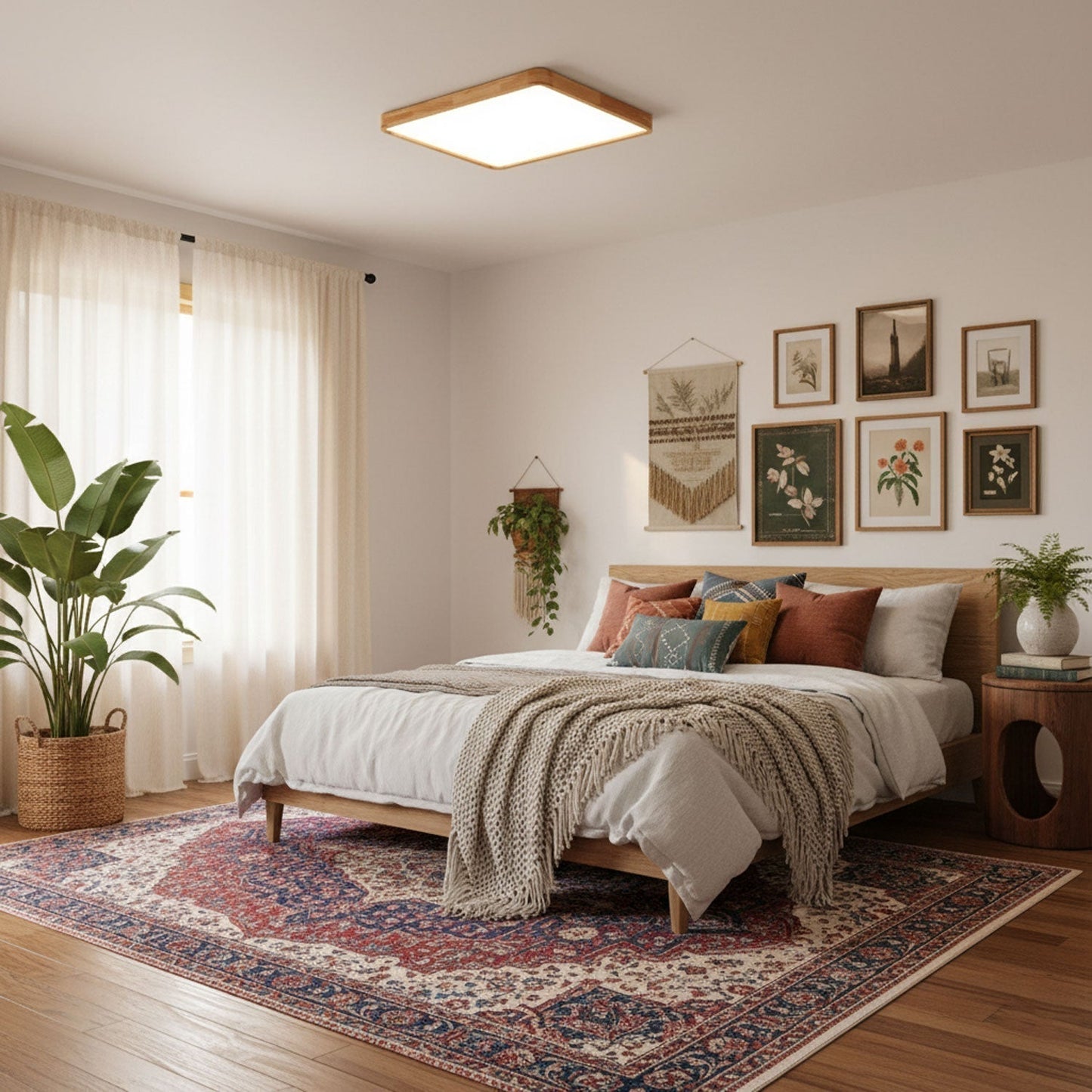 Simple Round Wood LED Ceiling Light Fixtures