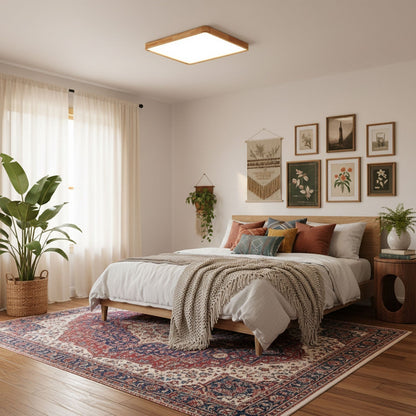 Simple Round Wood LED Ceiling Light Fixtures