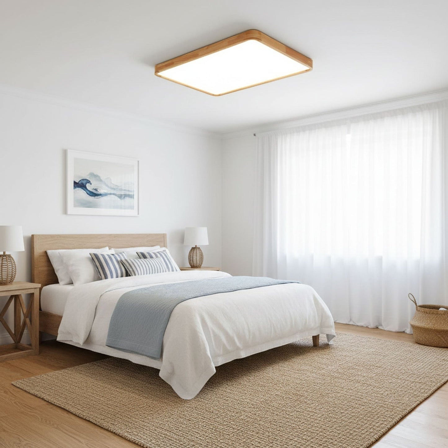 Simple Round Wood LED Ceiling Light Fixtures