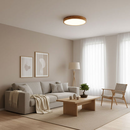 Simple Round Wood LED Ceiling Light Fixtures
