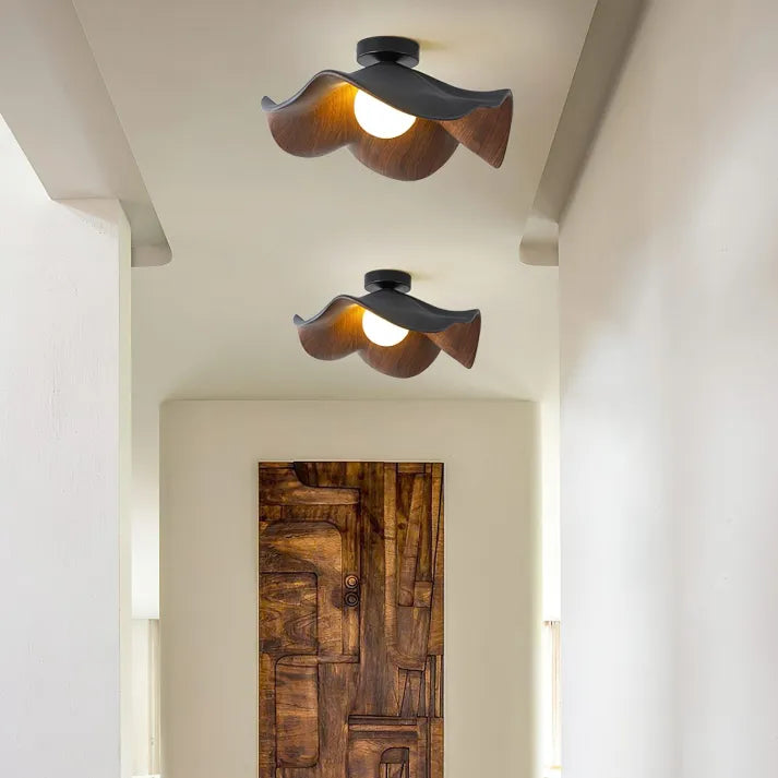 Natural Wood Floral Ceiling Light