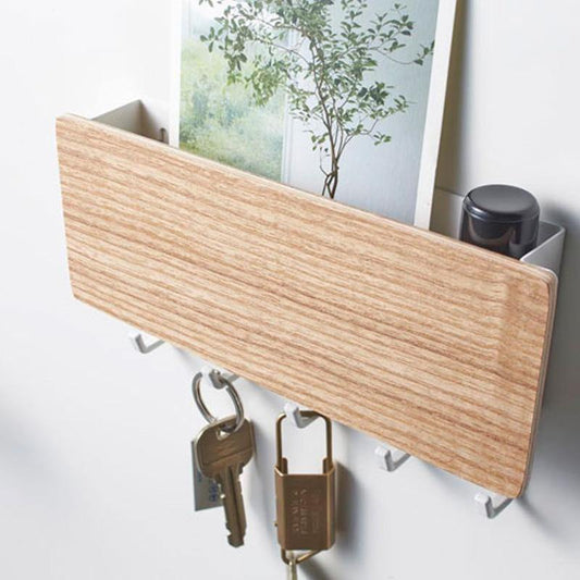 Decorative Wall Key Organizer with Metal Hooks - Fesara