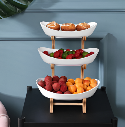 Natural Wooden Multi-Tier Fruit Stand