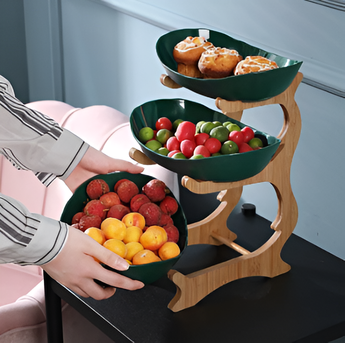 Natural Wooden Multi-Tier Fruit Stand - Fesara