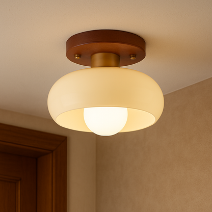 Traditional Wood Beige Ceiling Light - Fesara