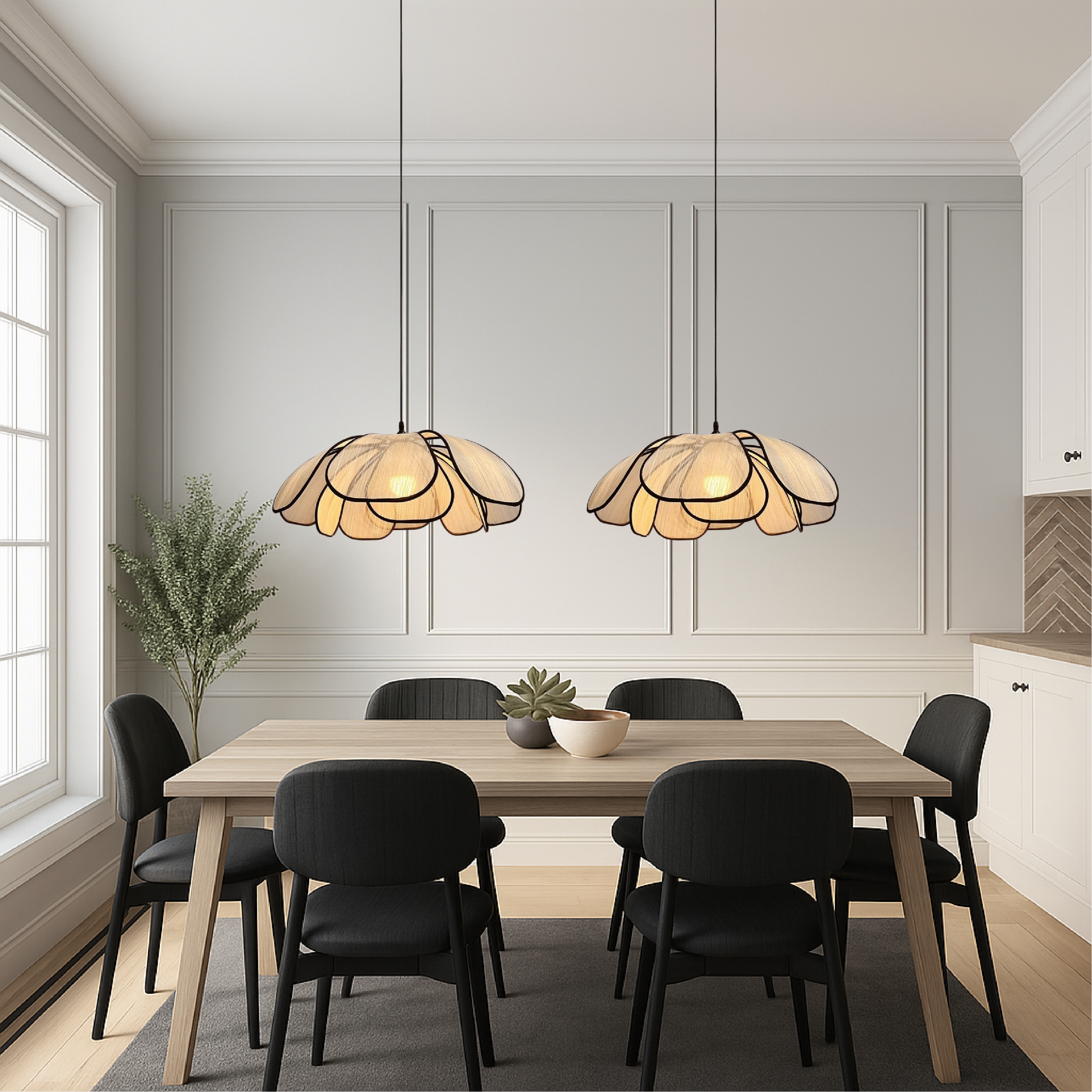 Wooden Flower Hanging Lamp 1