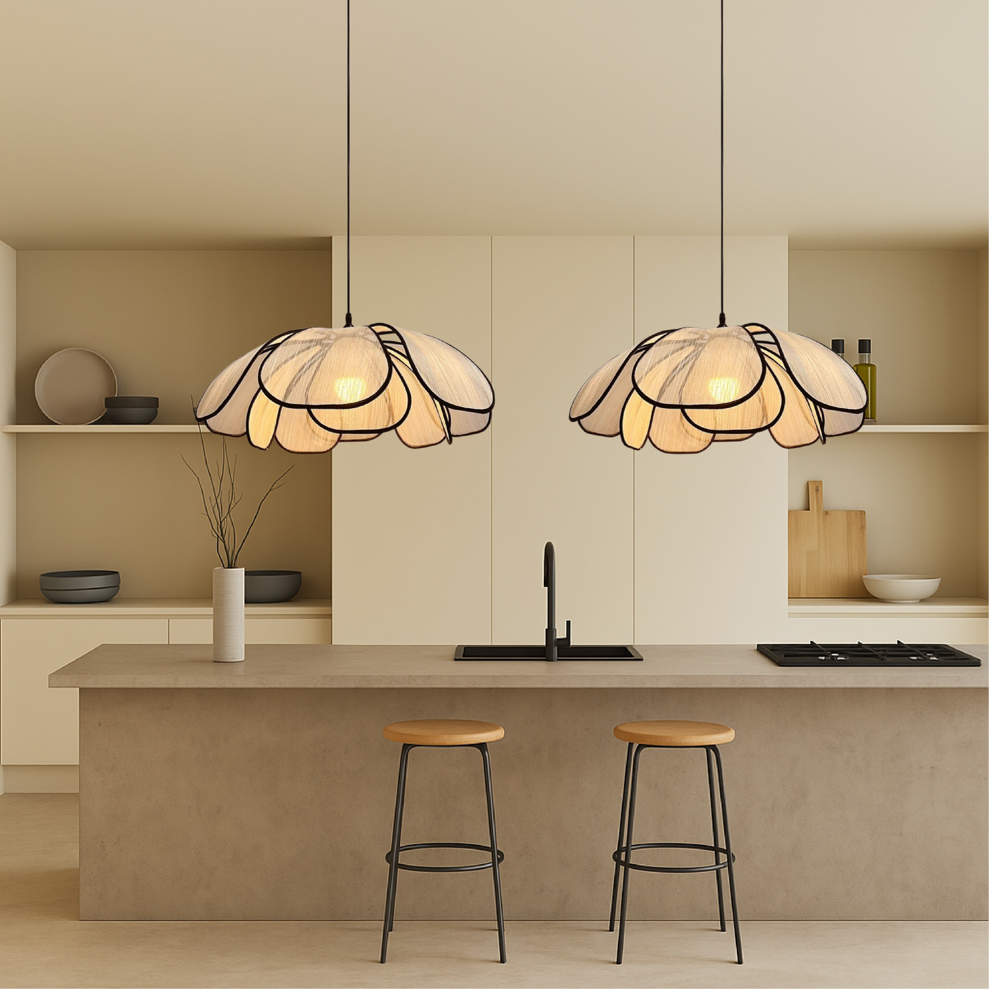 Wooden Flower Hanging Lamp 2