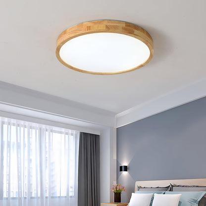 Simple Round Wood LED Ceiling Light Fixtures