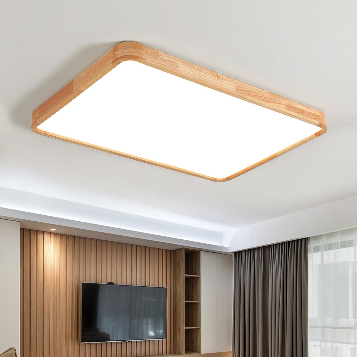 Simple Round Wood LED Ceiling Light Fixtures