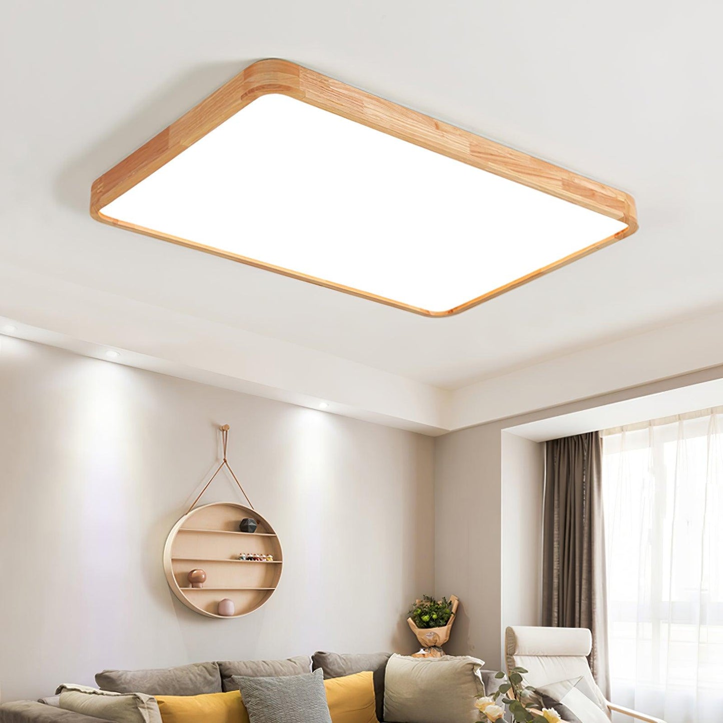 Simple Round Wood LED Ceiling Light Fixtures