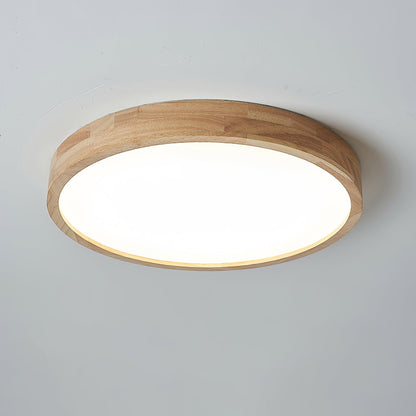 Simple Round Wood LED Ceiling Light Fixtures