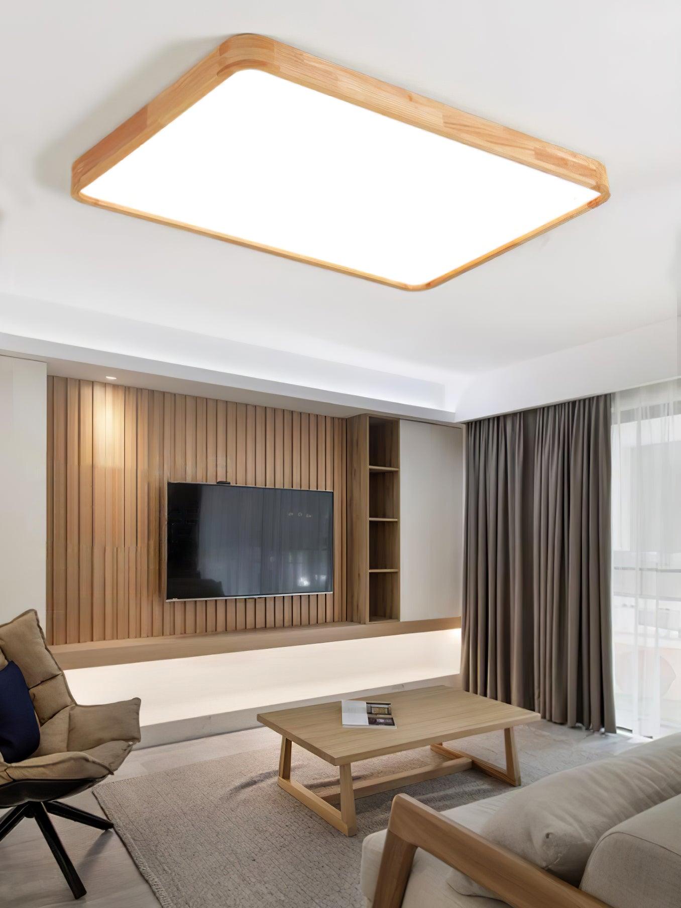 Simple Round Wood LED Ceiling Light Fixtures