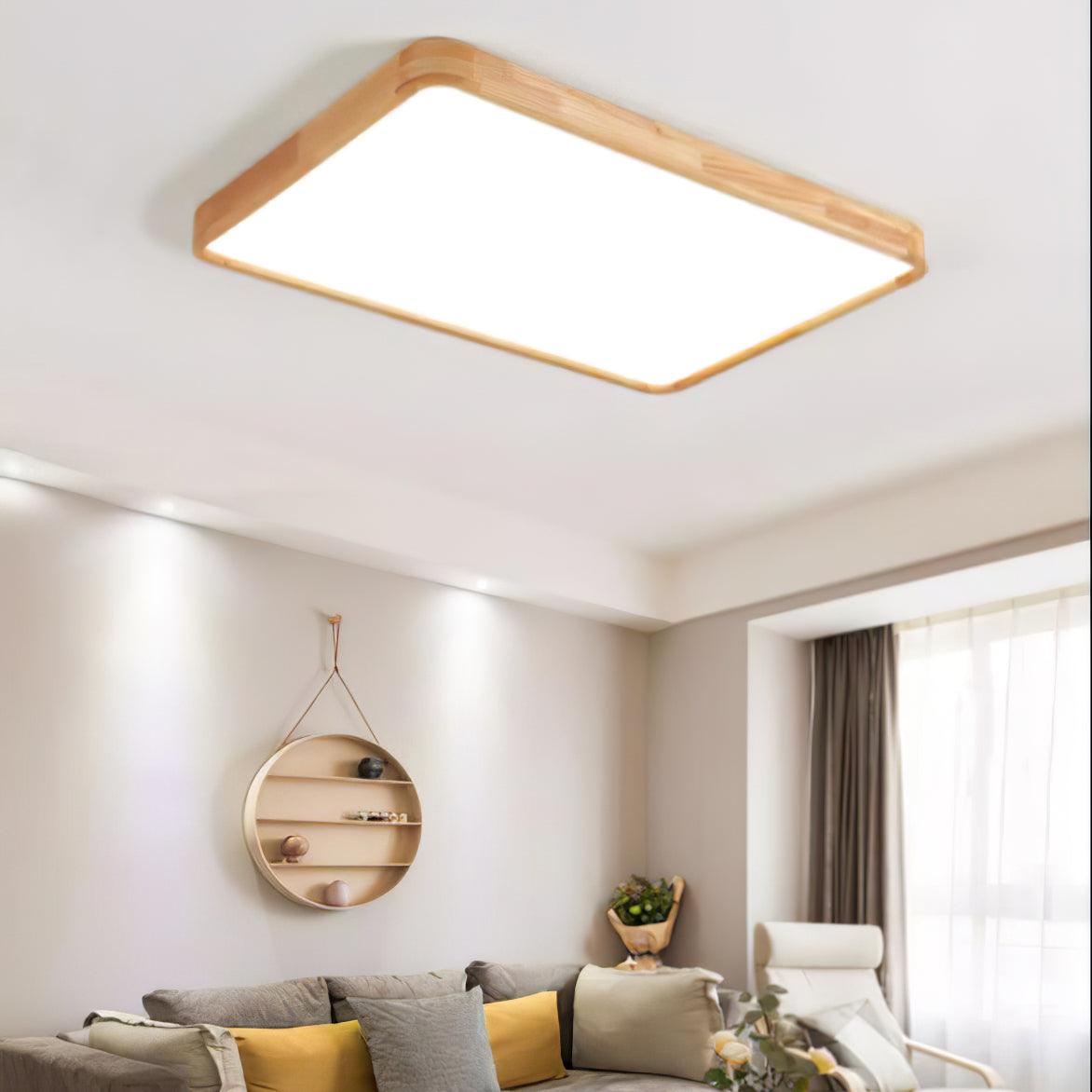 Simple Round Wood LED Ceiling Light Fixtures