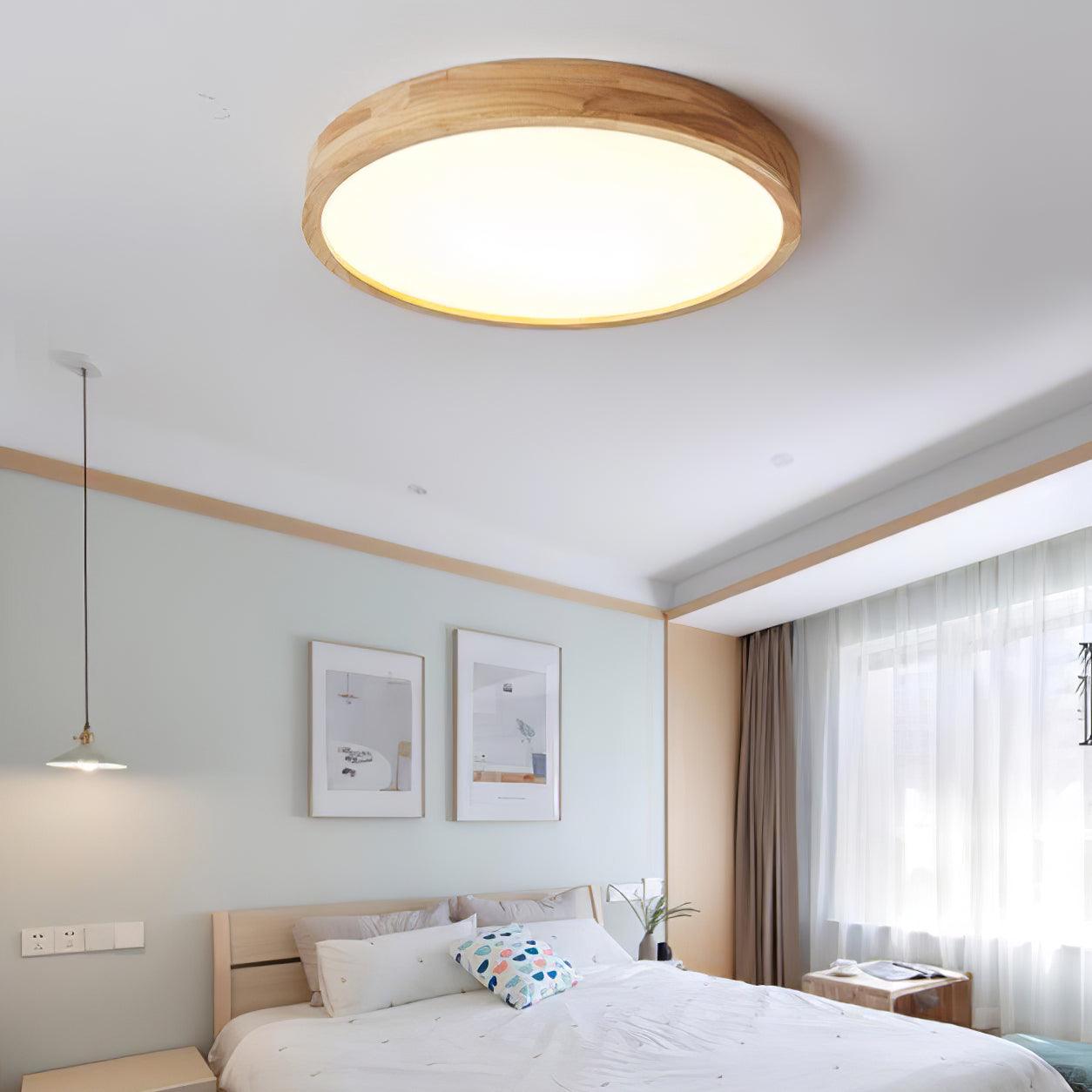 Simple Round Wood LED Ceiling Light Fixtures
