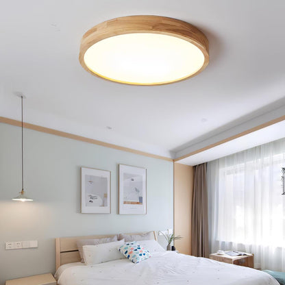 Simple Round Wood LED Ceiling Light Fixtures
